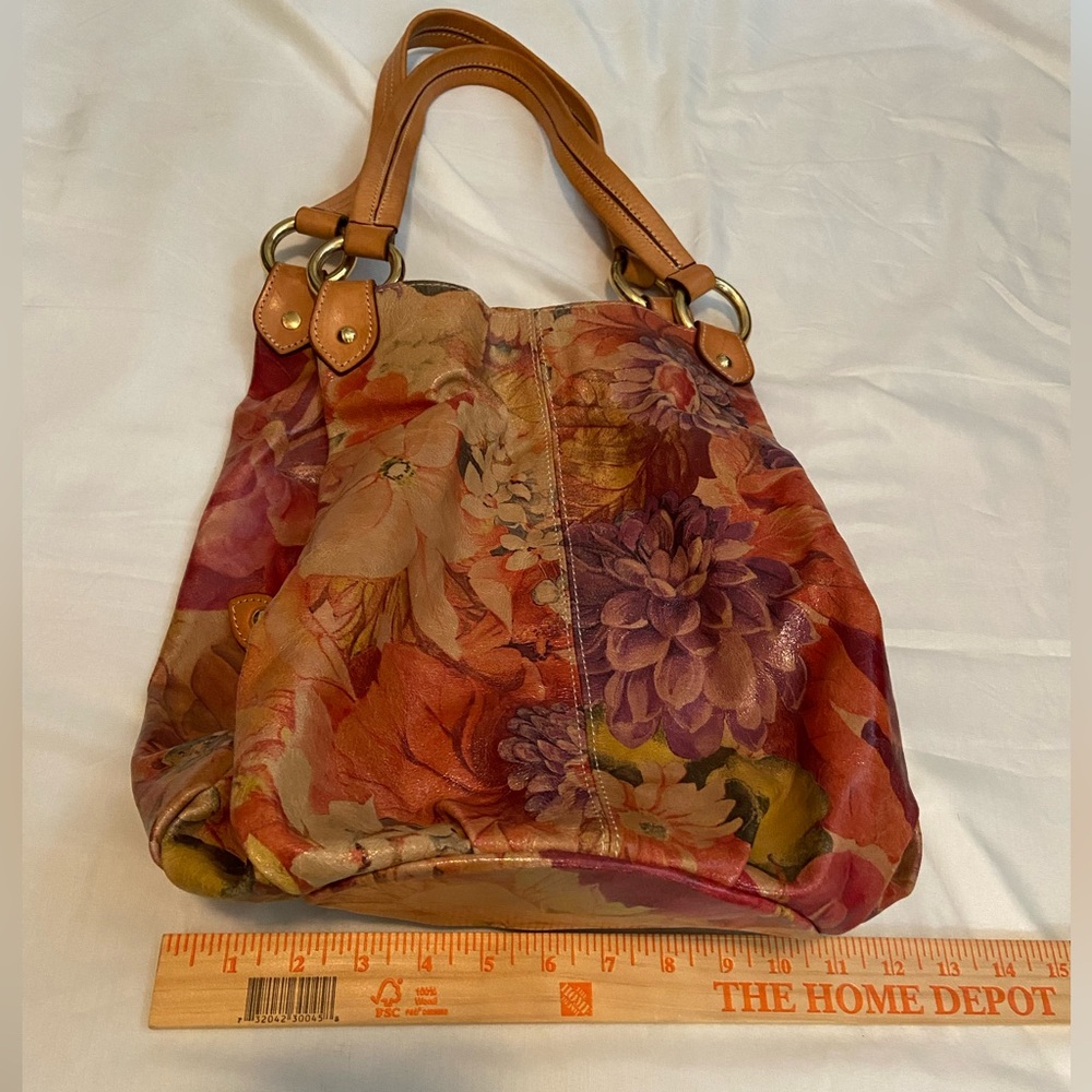 Maurizio Taiuti Italian Leather Floral Bucket Bag Purse - Picture 8 of 12